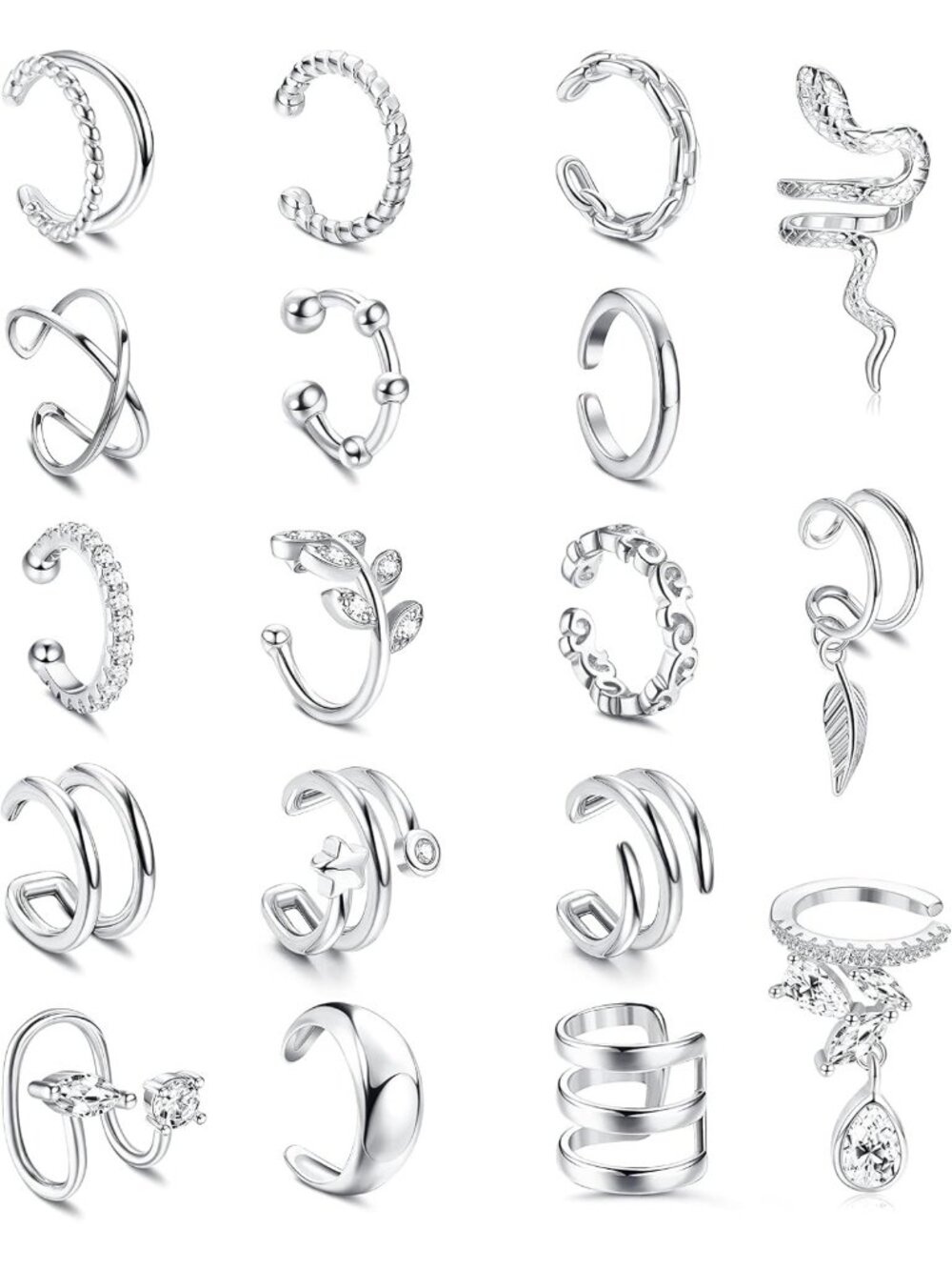 18 Pcs Non-Piercing Ear Cuffs for Women - Stylish 14K Gold Plated Jewelry